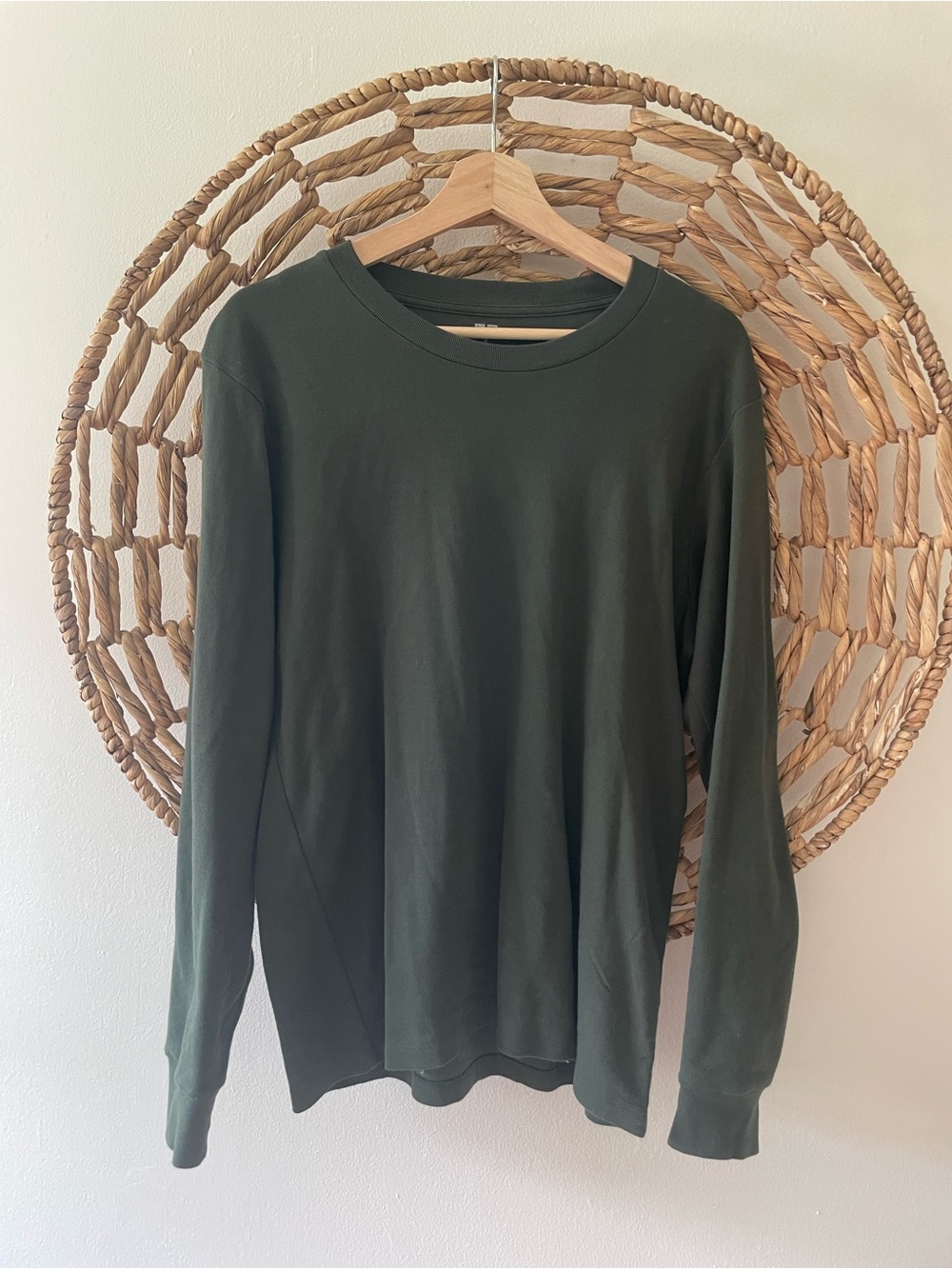 Uniqlo Men's Long-Sleeve Crewneck Shirt - Olive